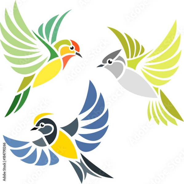 Obraz Stylizowane ptaki - Chickadees