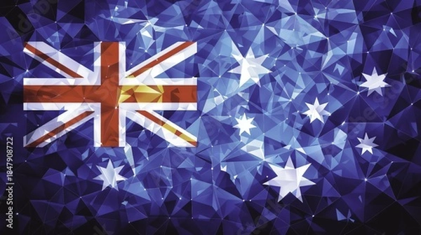 Obraz Australian flag with geometric polygonal design and star patterns