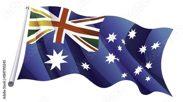 Obraz Australian national flag waving in the wind, featuring the Union Jack and Southern Cross constellation