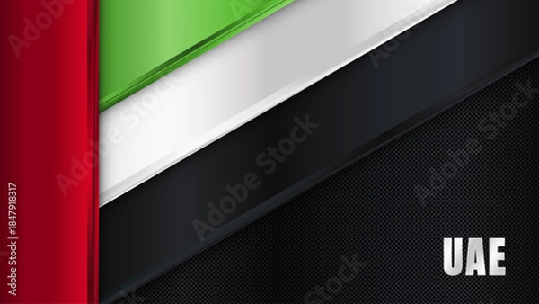 Obraz Abstract UAE Flag Background with Metallic Layers