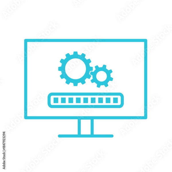 Obraz Update process completed icon, Symbol Isolated on white. Blue icon