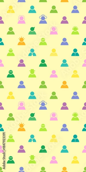 Obraz Colorful Seamless Pattern of Diverse Avatars, Texture