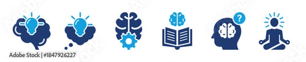 Obraz Mind icon set, Solid style, vector illustration