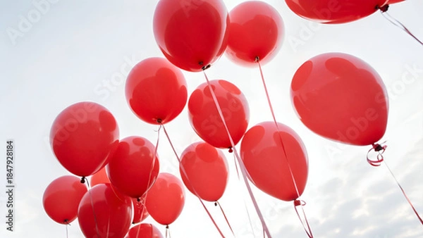 Obraz Red balloons on transparent background