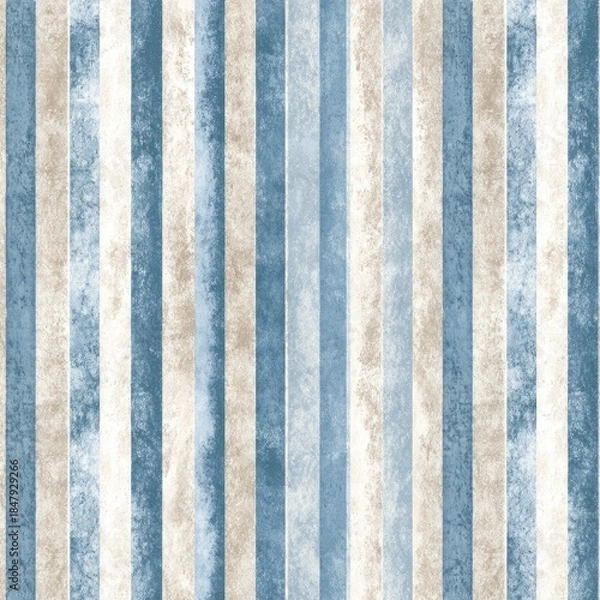 Fototapeta Vertical striped pattern, muted blues, beiges, and creams. Watercolor effect