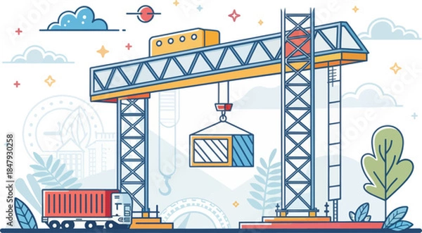 Obraz Minimalist Gantry Structure Icon Vector Design