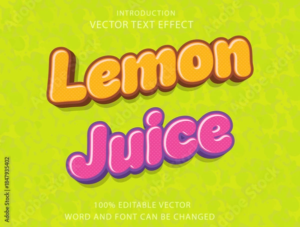 Obraz Editable Text Effect Lemon Juice For Food Menu