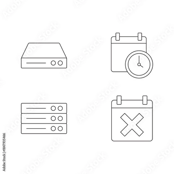 Obraz Line Technology Icon Set Server Storage Time Delete Cancel