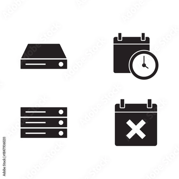 Obraz Solid Technology Icon Set Server Storage Date Management Delete