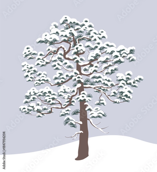 Obraz Nature Scene with Snow Covered Pine Tree