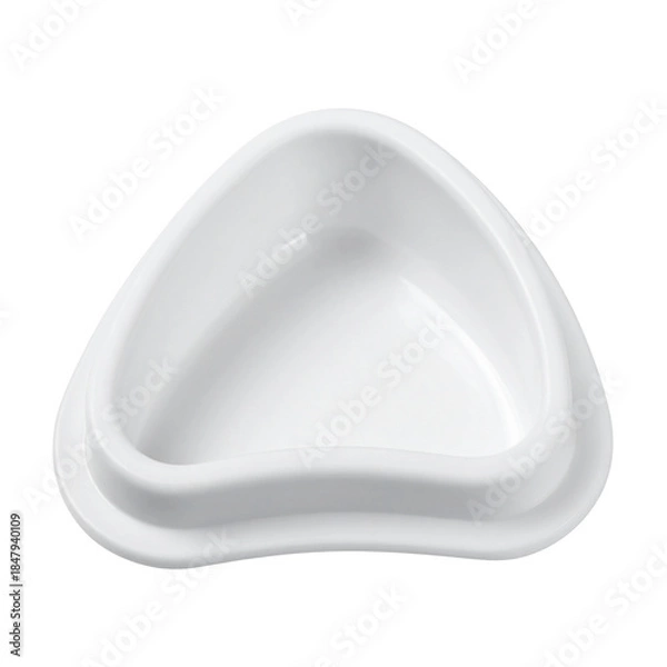 Obraz Empty White Triangular Ceramic Bowl Isolated on Black Background, Modern Kitchenware