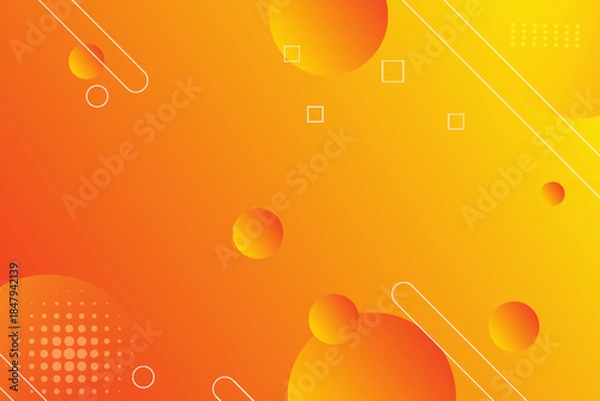 Fototapeta Abstract colorful geometric background. Orange and yellow elements with gradient. Dynamic shapes composition.