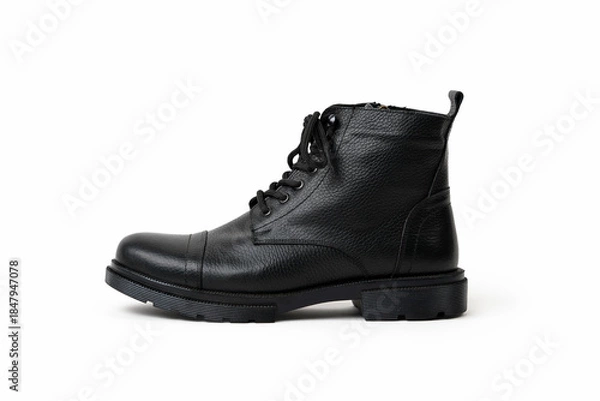 Obraz Black Leather Ankle Boots Isolated