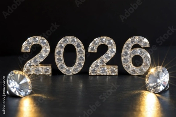 Obraz Gleaming Crystal Numerals Catching Light in Elegant Display