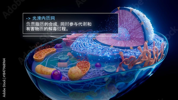 Fototapeta 中国人光滑内质网产生脂质的 3D 图示