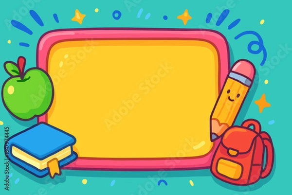 Fototapeta Cute Back to School Elements with Blank Space