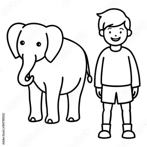 Obraz elephant and boy