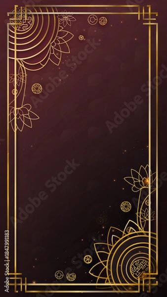 Fototapeta Vertical Gold Frame Lunar Design