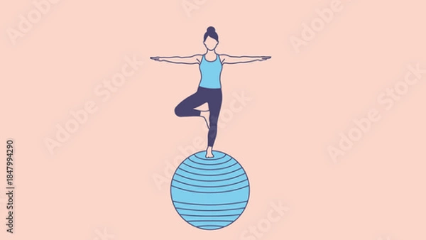 Obraz Yoga practitioner balancing on exercise ball