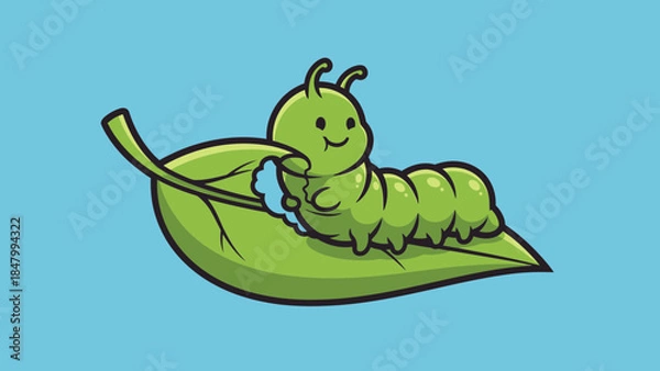Obraz Happy caterpillar on leaf