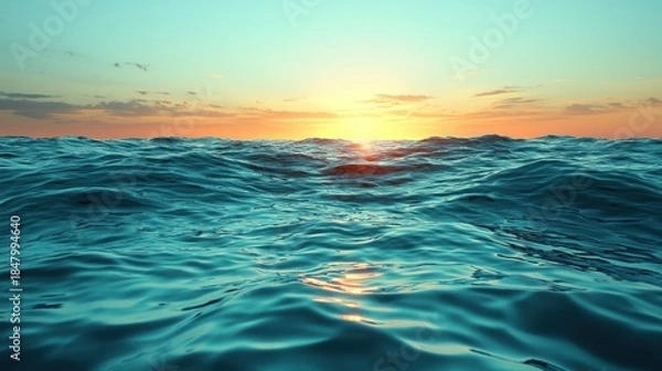 Fototapeta Ocean waves under sunset