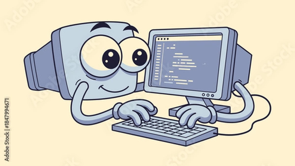 Obraz Cartoon character coding