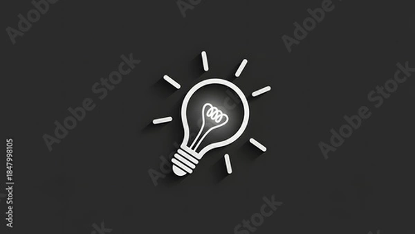Fototapeta Glowing Light Bulb Icon Representing Ideas and Innovation on Dark Background