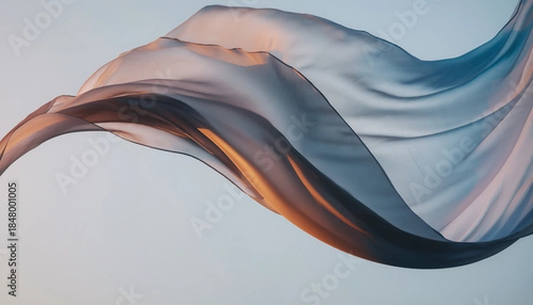 Obraz Abstract blue and orange smoke waves create a 3d silk texture pattern on a white background vector illustration for design wallpaper