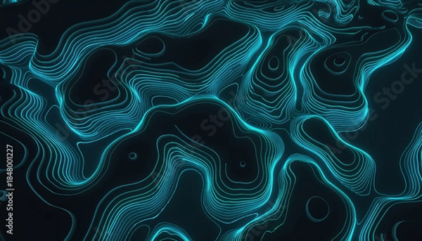 Obraz Abstract blue background with circles featuring a fluid water ripple pattern and 3d liquid wave motion for a seamless ocean wallpaper design