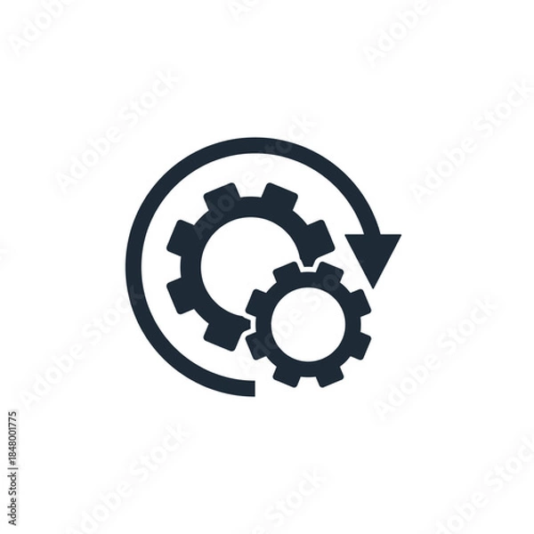 Obraz Process management. Workflow  Task Flow. Vector linear icon illustration isolated on white background.