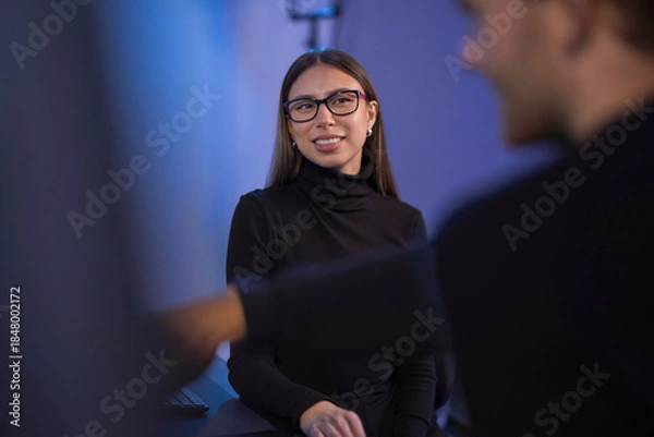 Obraz Professional Team Collaborating in a Technology Work Environment for Cybersecurity Tasks