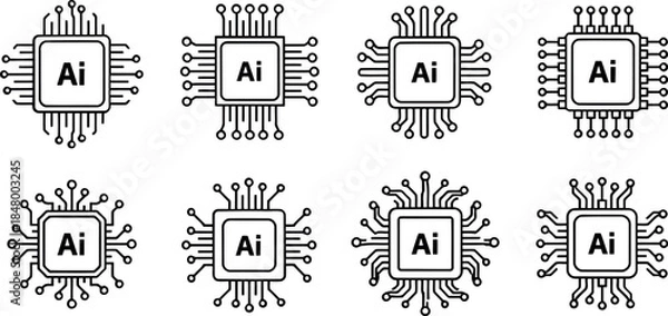Obraz Ai chip icons Vector