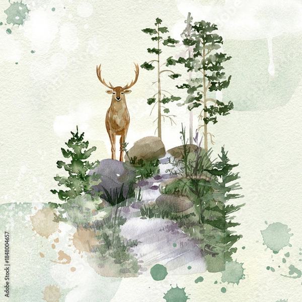 Obraz Watercolor forest.