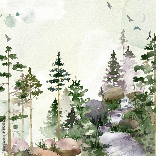 Obraz Watercolor forest.