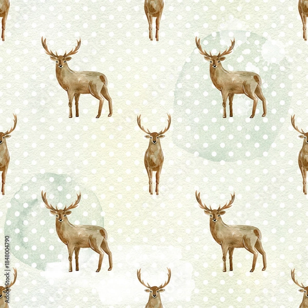 Obraz Seamless pattern with deer.
