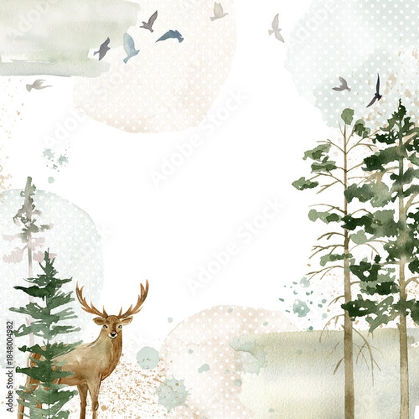 Obraz Watercolor forest.