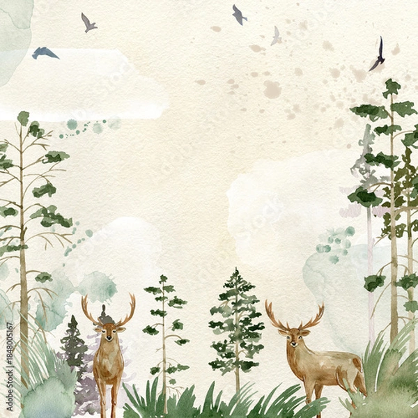 Obraz Watercolor forest.