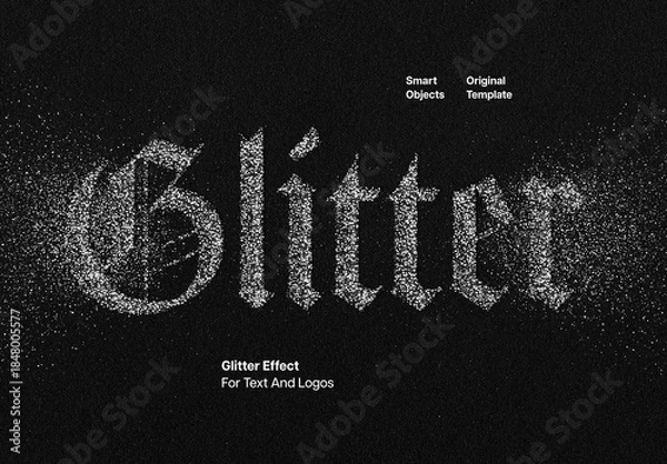 Obraz Silver Glitter Text Effect Mockup