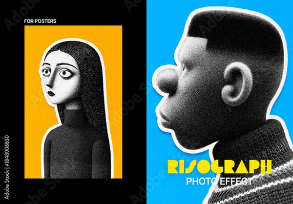 Obraz Risograph Grain Poster Photo Effect Mockup