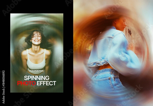 Obraz Spinning Blurred Poster Photo Effect Mockup