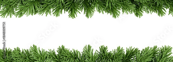 Obraz Christmas pine branches frame isolated on white