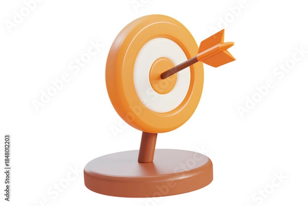 Obraz Target with arrow isolated on a transparent background. 3d render.