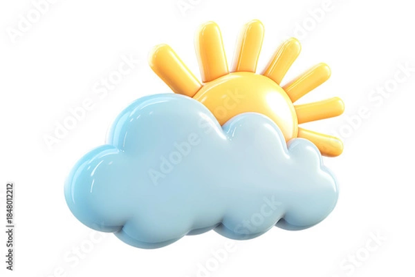 Obraz Sun and cloud on a transparent background. 3d rendering.