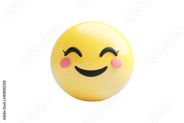Obraz Smiling emoticon on a transparent background. 3d rendering.