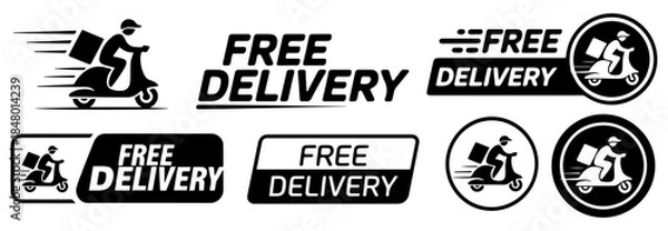 Obraz free delivery shipping icon set