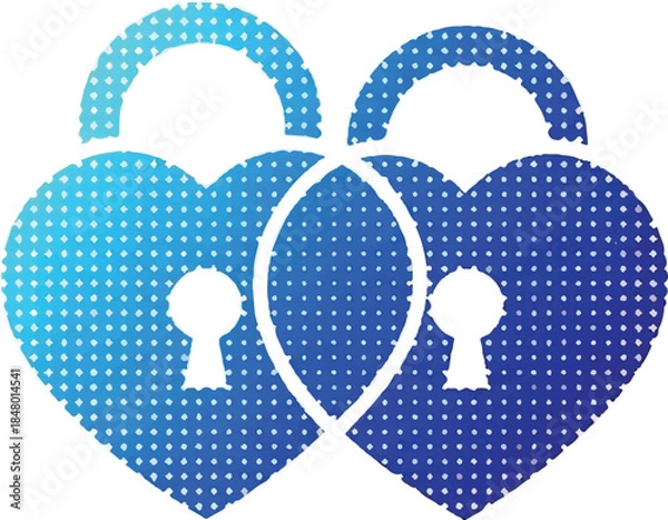 Fototapeta Interlocking Heart Padlocks Symbolizing Trust, Love, Security, and Emotional Connection in a Digital Modern Style