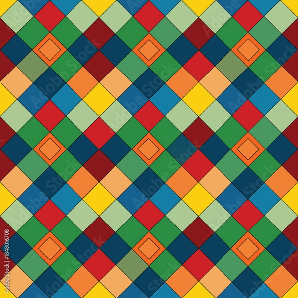 Obraz Colorful Geometric Diamond Pattern
