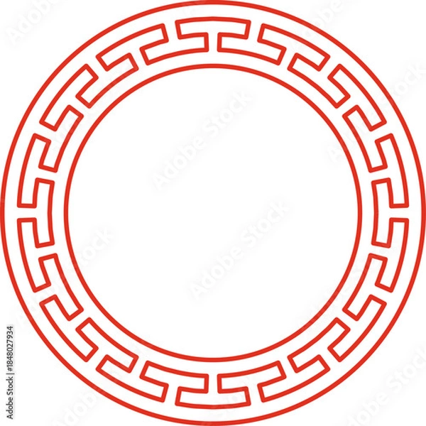 Obraz Chinese round frame with red geometric pattern