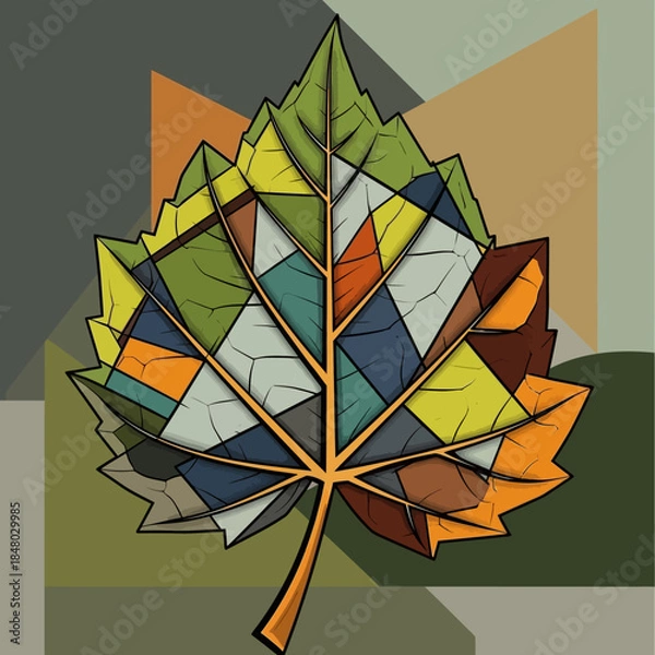 Obraz Abstract Geometric Autumn Leaf Mosaic Art.