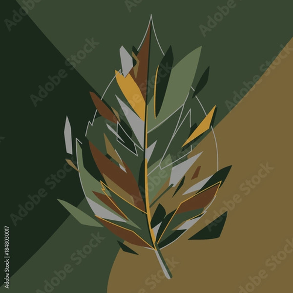 Obraz Abstract Geometric Leaf Art with Earthy Tones.